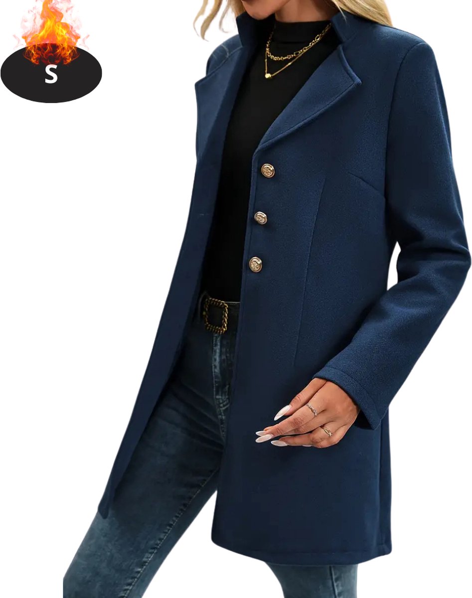 Bovista Mantel Dames Tussenmantel Jas Mantelpakje Trenchcoat Overjas Overcoat Winter Blauw