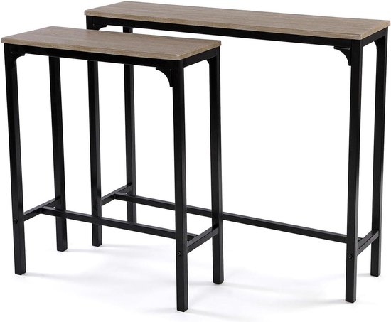 Versa Dallas Smalle hal of vestibule Entree hal meubilair, Console Tafel, Afmetingen (H x B x H) 80 x 25 x 110 cm, Hout en Metaal, Kleur Grijs en wit
