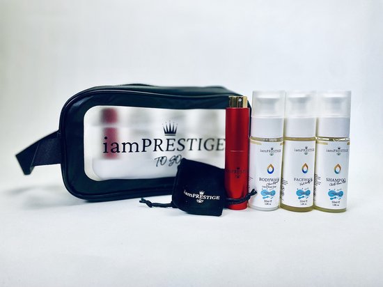 iamPrestige, Voordeel pack Travel box ToGo Black Shampoo, Facewash, BodyWash, Parfum