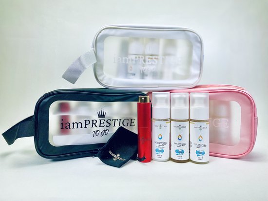 iamPrestige, Voordeel pack Travel box ToGo Black Shampoo, Facewash, BodyWash, Parfum