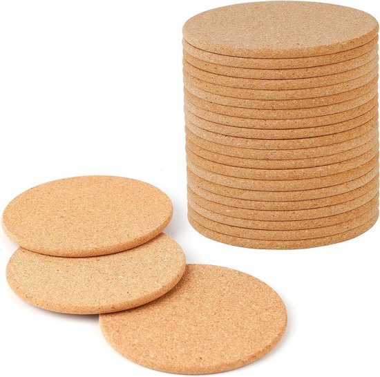 ZOENHOU 60 stuks ronde onderzetters kurk set pannenonderzetters kurk, 10 cm Dm 3 mm dik absorberende onderzetters glas onderzetters voor thuis