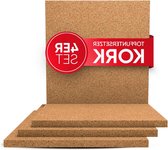 Set van 4 onderzetters - hittebestendig - 4 stuks - kurk - 19 cm