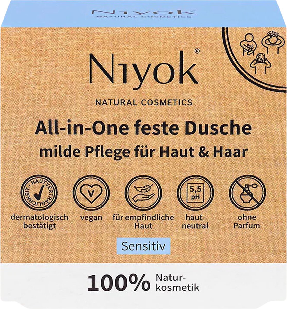 Niyok - Zeep - Shampoobar - Alles-in-één -Sensitive - 80G