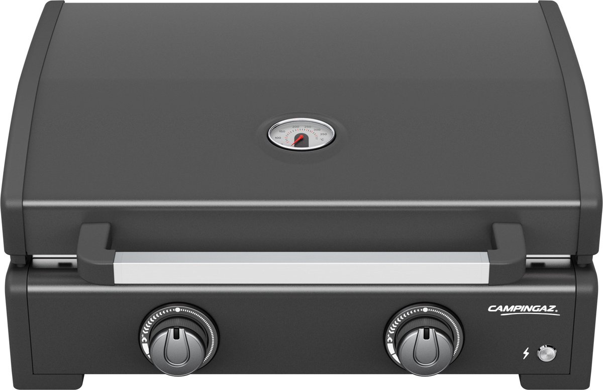 Campingaz Onyx 2 Plancha tafelbarbecue – draagbare barbecue – 2080 cm² kookoppervlak – 10 jaar garantie op de branders en bakplaat – Zwart