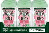 Le Petit Marseillais bio douchegel voordeelverpakking - verfrissende douchegel met bio wilde roos - pH-neutraal voor de huid - 6 x 250 ml