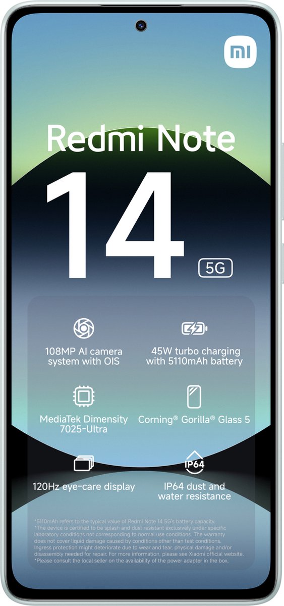 Xiaomi Redmi Note 14 - 5G - 8GB/256GB - Coral Groen thumbnail 2