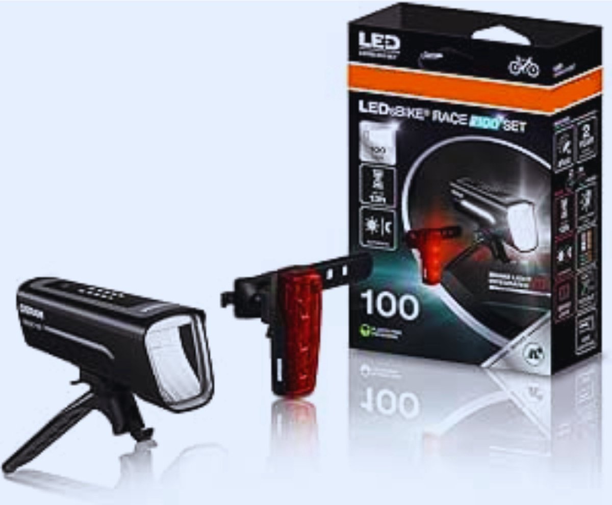 LEDsBIKE RACE 100 Fietsverlichtingsset - Oplaadbare LED Verlichting Voor En Achter Met Remlicht - Meerdere Modi En 100 Lux Helderheid