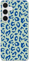 Telefoonhoesje Geschikt voor Samsung Galaxy S25 Plus hoesje - Panterprint - Blauw - Groen - Dierenprint - Siliconen Telefoonhoesje Telefoonhoesje