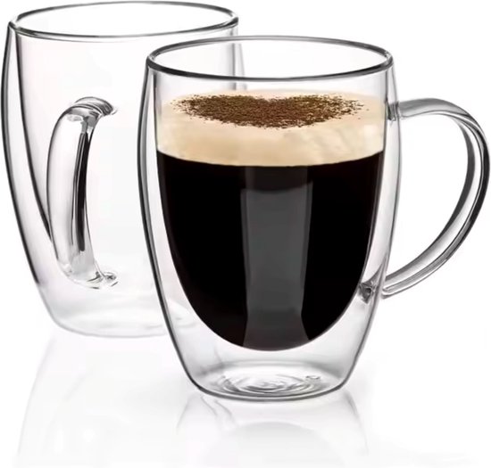 Cheffinger Dubbelwandige Glazen met Oor, 350 ml, Set van 2