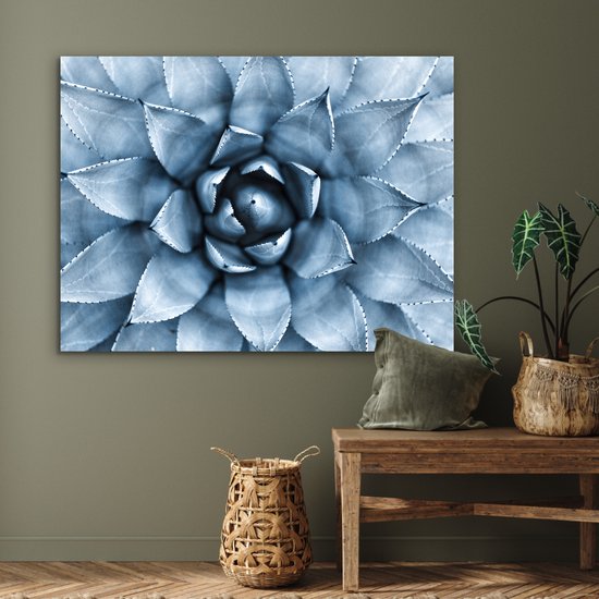Aluminium schilderij 120x90 cm - Wanddecoratie metaal - Planten - Blauw - Natuur - Metalen muurdecoratie woonkamer - Decoratie industrieel - Foto op dibond - Industriële accessoires slaapkamer