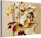 Décoration murale Métal - Peinture Aluminium Industriel - Fleurs - Wit - Plantes - Vintage - 60x40 cm - Dibond - Photo sur aluminium - Décoration murale industrielle - Pour le salon/chambre