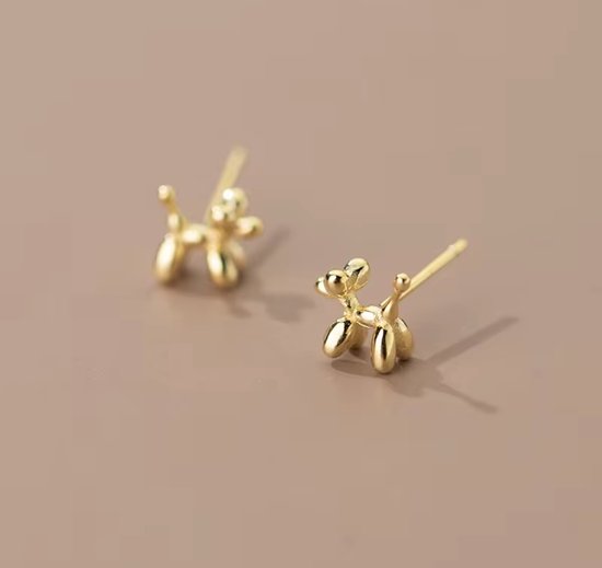 Vibe - chien ballon - boucle d'oreille - doré - clou - bijou - enfant - fête - cadeau -