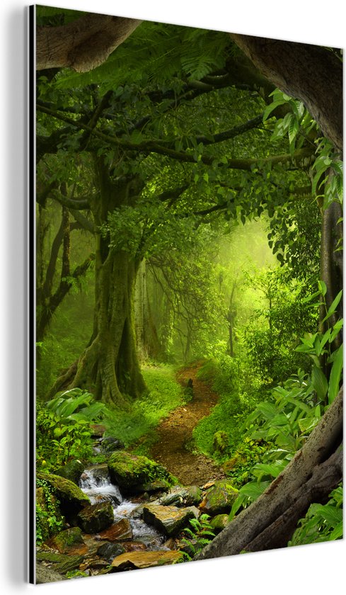 Décoration murale Métal - Peinture Aluminium Industriel - Jungle - Vert - Nature - Tropical - Plantes - 120x160 cm - Dibond - Photo sur aluminium - Décoration murale industrielle - Pour le salon/chambre