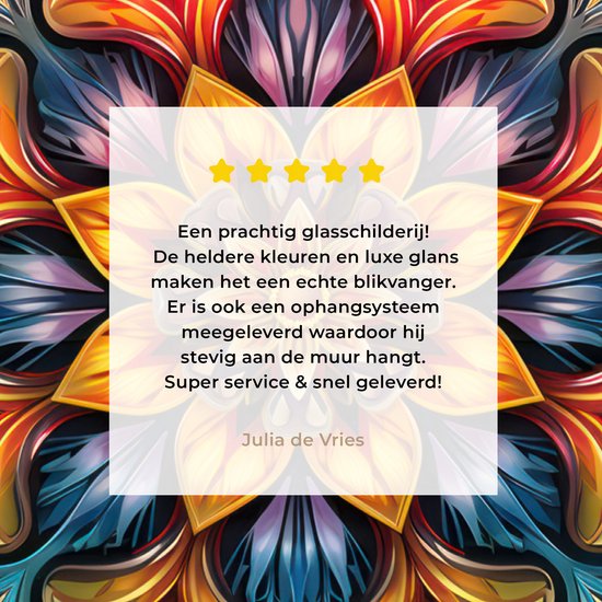 MuchoWow® Tableau sur verre 90x120 cm - Tableau sur verre acrylique - Mandala - Lumière - Couleurs - Zwart - Fleurs - Photo sur verre - Décoration murale salon - Décoration murale chambre - Peintures
