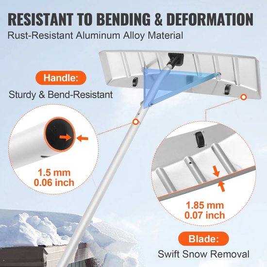 Vevor Sneeuw Hark - 635cm Aluminium - Dakbescherming - Antslip Handgereedschap - Verstelbare Hark Voor Dak - Huis Gereedschap — afbeelding 2