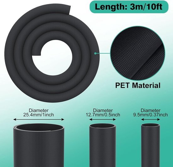 QUARKZMAN Isolatiekabelbescherming, 9,8 voet - 14 mm hoge temperatuur QUARKZMAN Isolatiekabelbescherming, 9,8 voet - 14 mm hoge temperatuur