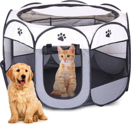 Puppyuitloop, opvouwbare hondenbox, 74 x 74 x 43 cm, puppybox