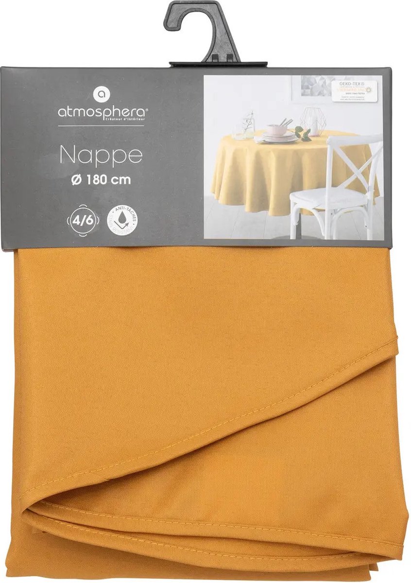 Atmosphera Tafelkleed rond - okergeel - Dia 180 cm - Eettafel tafellakens - polyester