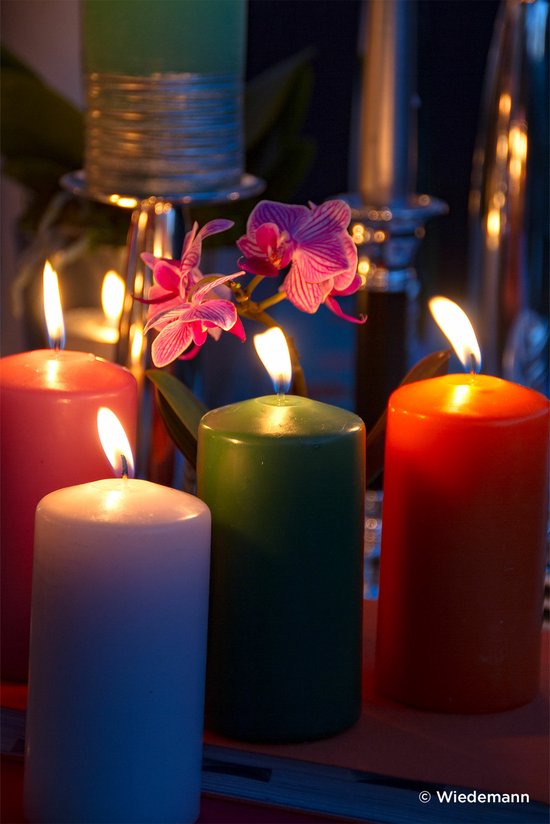 Bougie cylindrique/pilier Wiedemann - 2x - bleu foncé - 6 x 8 cm - 29 heures de combustion - bougies piliers