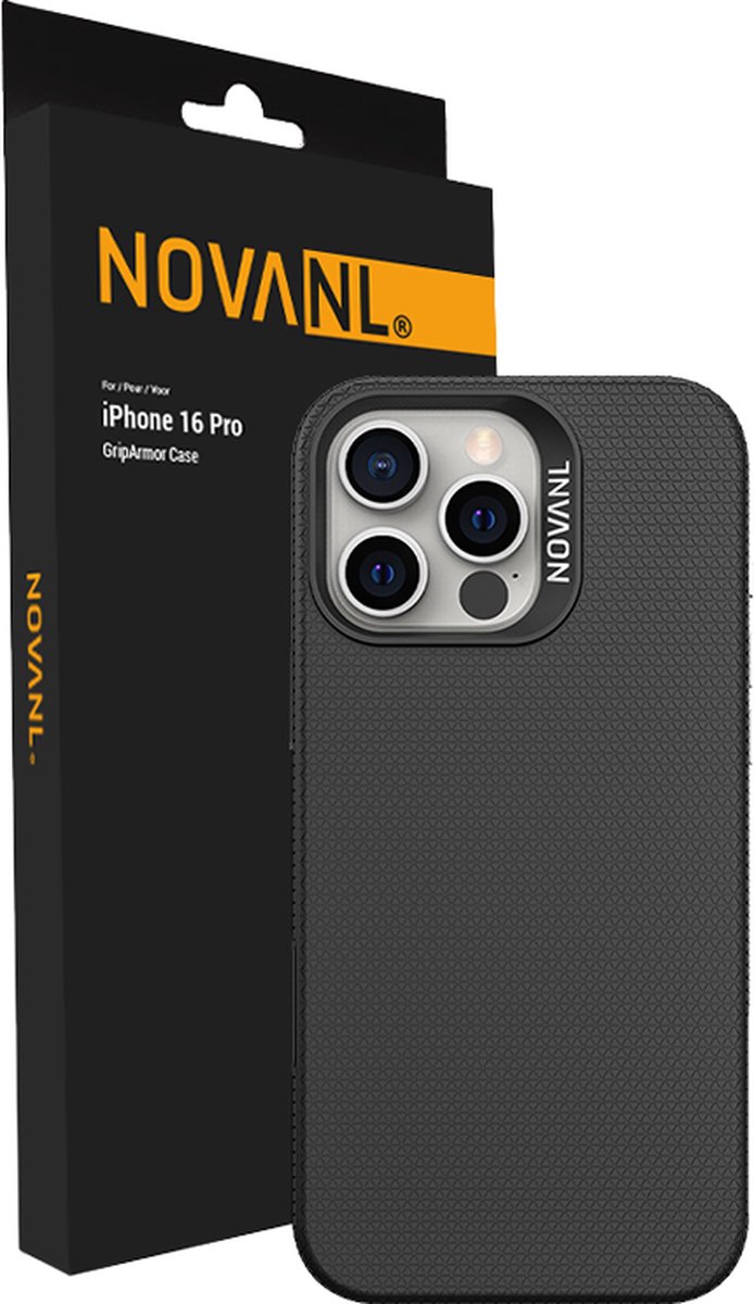 NOVANL GripArmor Telefoonhoesje - Geschikt voor iPhone 14 Pro Max Hoesje - Military Grade Bescherming - Anti Slip - GSM Hoesje - Zwart