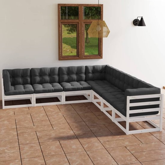 vidaXL 6-delige Loungeset grijs geïmpregneerd grenenhout - Pallet Loungeset - Pallet