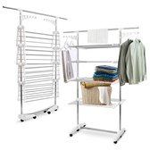 Happy Life tour de séchage robuste multifonctionnelle - étendoir pliable - longueur de séchage 35 m blanc