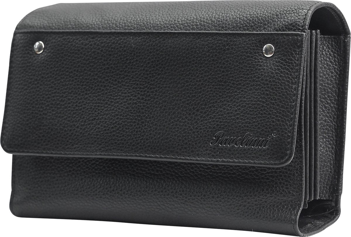 Pavelinni | Classic Line | Horeca Portefeuille | Kalfsleder | Klittenbandsluiting | Zwart | 19x12x3 cm (DC01874ABL)