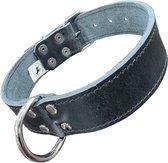 K9 World, collier pour chien, harnais en cuir noir, couture simple, 4 cm de large, 55-65 cm