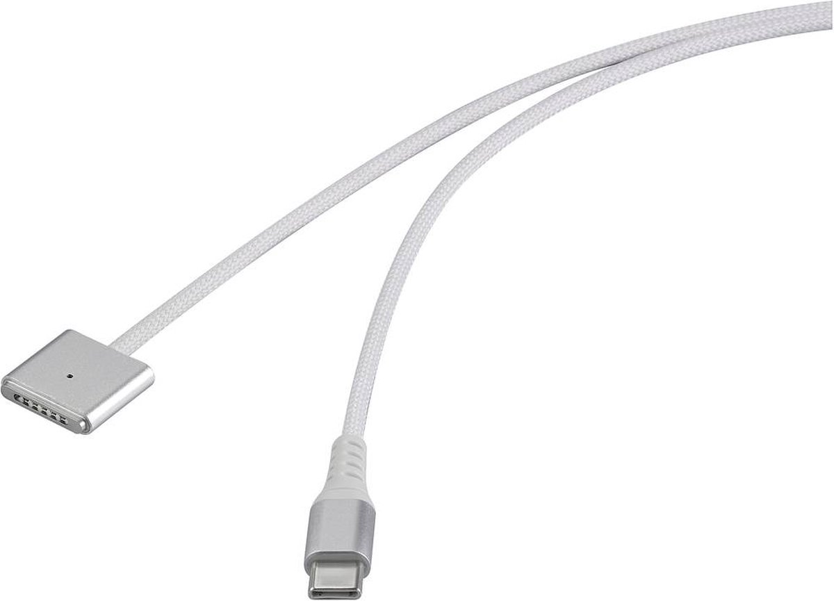 Renkforce RF-6437914 USB-laadkabel USB-C, Magsafe 3 1.00 m Wit Magnetische stekker