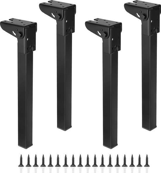 IGNPION 90° ijzeren klaptafelpoten, zelfvergrendelend scharnier, metalen meubelsteunpoten, 4 stuks, salontafelpoten, 35 cm, meubelverhoger, poten, doe-het-zelf meubels, vervangende poten voor tv-kast