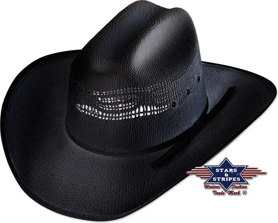Chapeau western Chapeau de paille Stars&Stripes chapeau d'été ASHTON BLACK taille 61