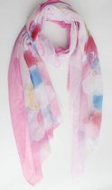 Jules scarf- Accessories Junkie Amsterdam- Dames sjaal- Katoen- Fantasie print- Cosy chic- Roze lila blauw geel