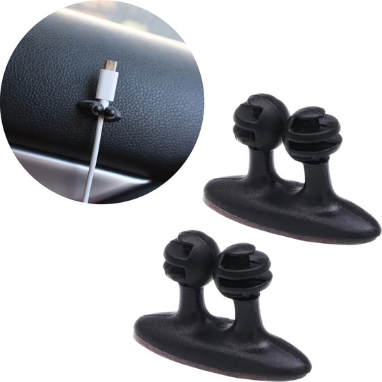 Organisateur de câbles de voiture - 2 pièces - Clip de câble pour Câbles dans le tableau de bord - Attache de câble pour support de câble - Pour Chargeurs, Cordons, Câbles et fils - Clip