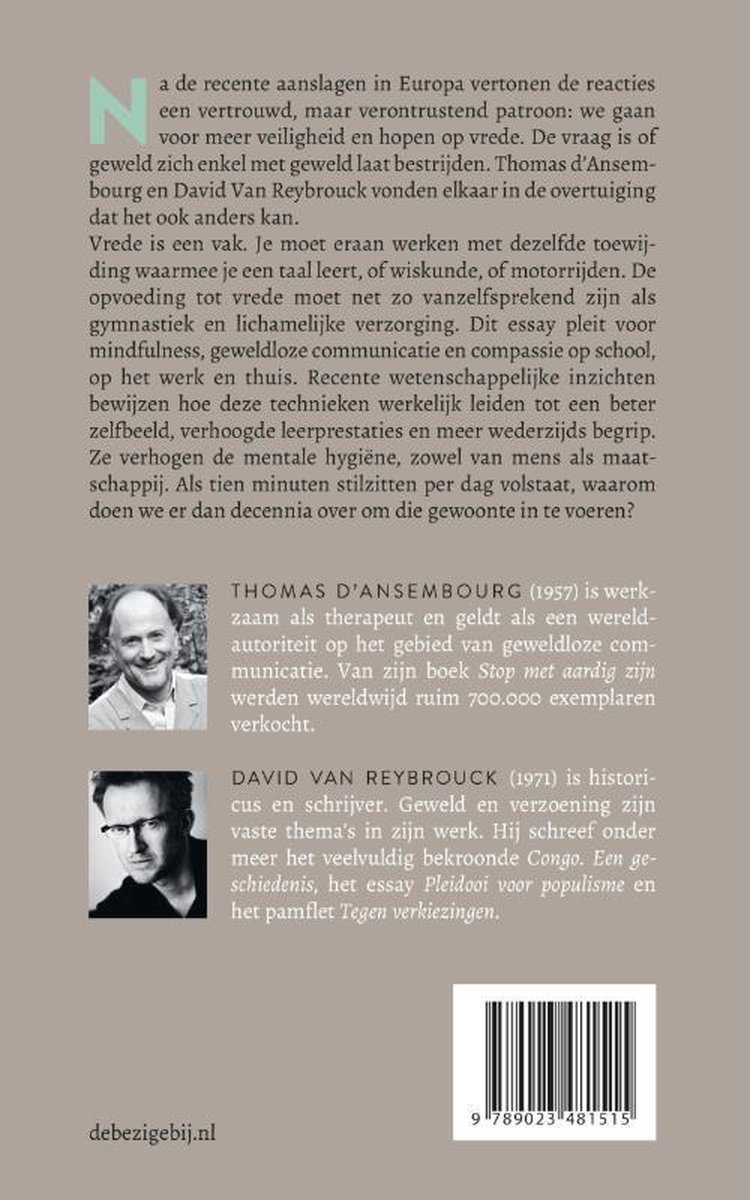 Vrede kun je leren - back cover