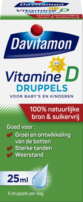 Davitamon Vitamine D Druppels - Vitamine D olie voor baby’s en kinderen - met zonnebloemolie - 100% natuurlijk
