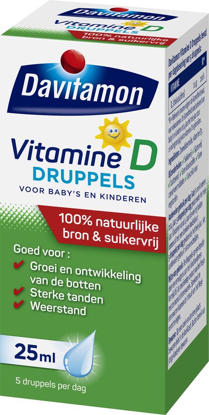 Davitamon Vitamine D Druppels - Vitamine D olie voor baby’s en kinderen - met zonnebloemolie - 100% natuurlijk