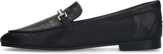 Sacha - Dames - Zwarte leren loafers met goudkleurige chain - Maat 37