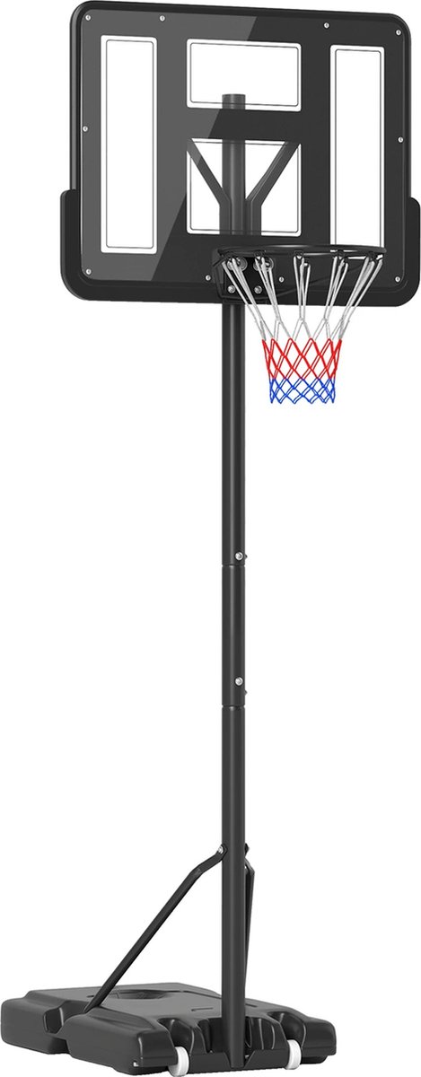 Vihes Basketbalring - Verstelbare hoogte - 220-365 Cm - Zwart - Outdoor - Diameter Rand 45Cm - Draagbaar - Met wieltjes