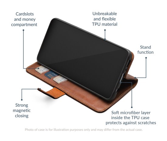 Étui de téléphone Mobilize adapté à l'étui Samsung Galaxy S25 Plus en Cuir véritable | Portefeuille Bookcase Mobilize | Porte-cartes pour 3 cartes | Étui de téléphone pour carte de débit / carte de transport en commun / permis de conduire - marron