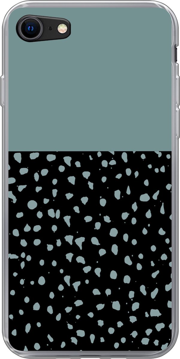 Telefoonhoesje Geschikt voor iPhone SE 2020 hoesje - Stippen - Groen - Zwart - Siliconen Telefoonhoesje Telefoonhoesje