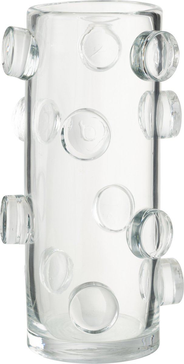 J-Line vaas Pebbles - glas - transparant - large - 36 cm hoog