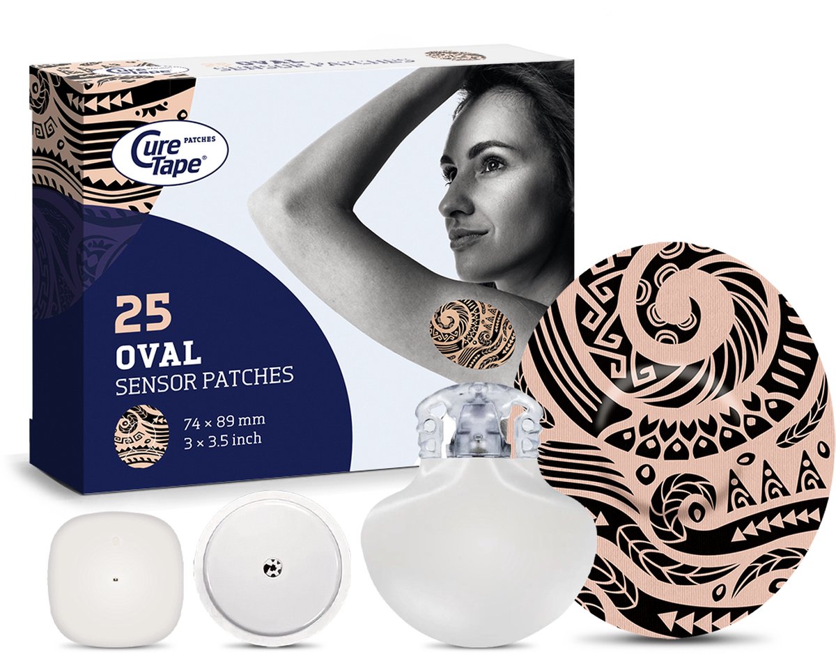 Goedkoopste CureTape Patches ART - Tattoo - 25 Stuks - Sensor Pleisters - Freestyle Libre 2 & 3 - Dexcom G6 & G7 - Medtronic Guardian