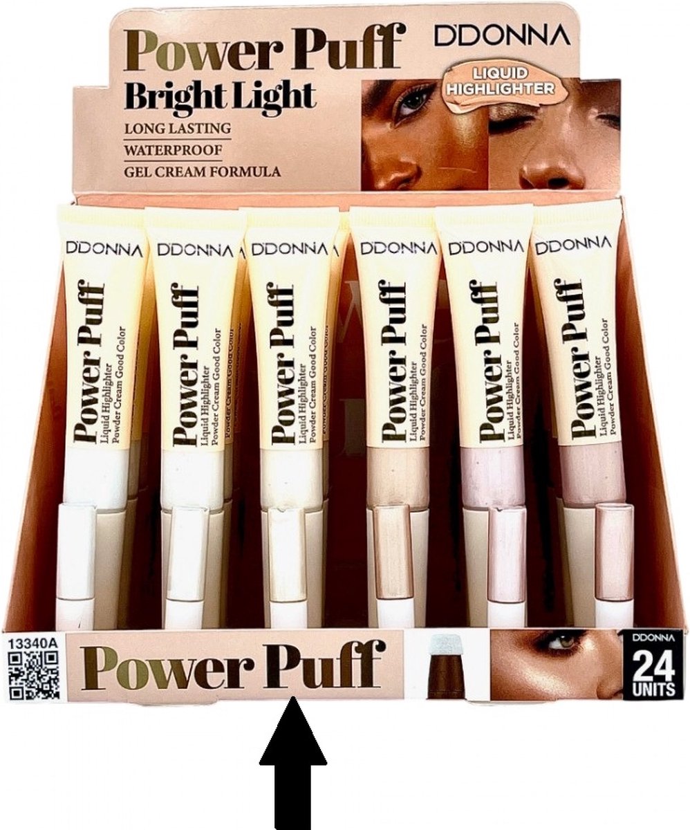 D'Donna - Vloeibare Highlighter - Highlighter - Power Puff - Spons applicator - Make-up - Glow - Glitter - Waterproof - Long Lasting - Beige - Nummer 3