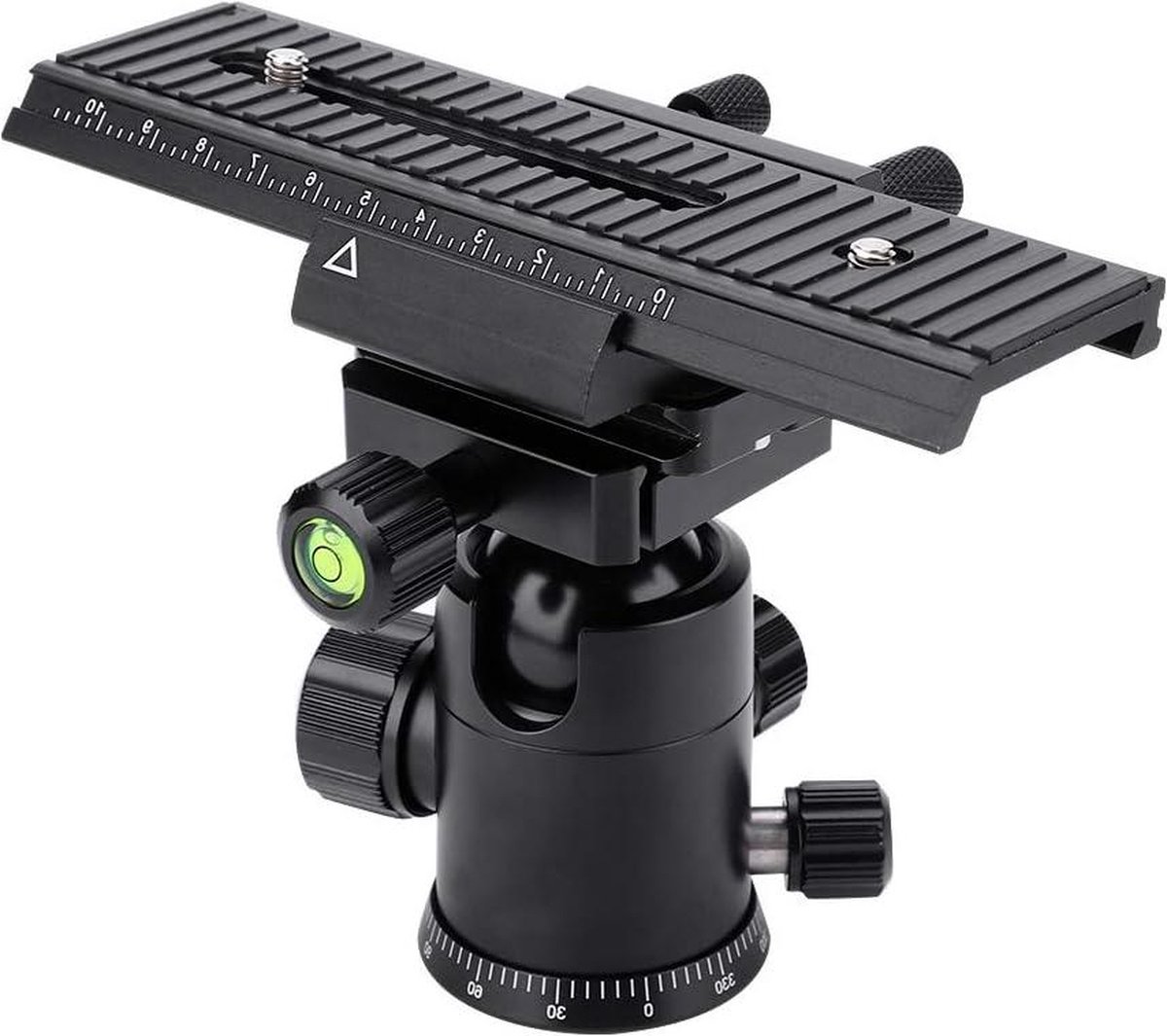 11 cm cameraschuif met universele 1/4-inch montageschroef voor DSLR-camera's - lichtmetalen schuif voor close-ups met hoge focus - zwart .