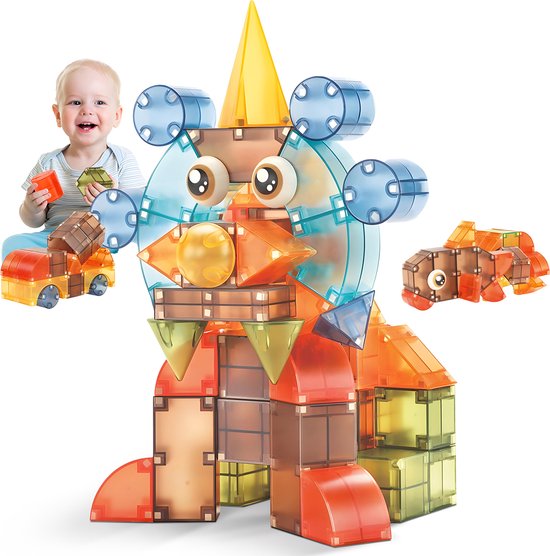 JUST23 Magnetic Tiles KBMS64 - Magnetisch Speelgoed - gebaseerd op Roblox - 64 Stuks - Magnetische blokken - Educatief & Constructie Speelgoed - Montessori speelgoed