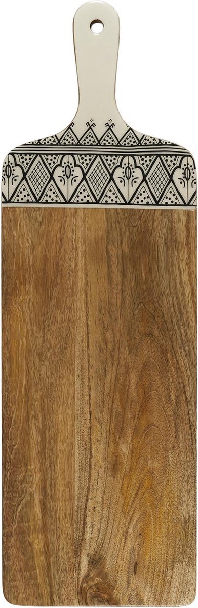 Houten Serveerplank - 58 cm - Mangohout Snijplank met Handvat en Bohemian Design - Stijlvolle Keukenaccessoire - Bruin