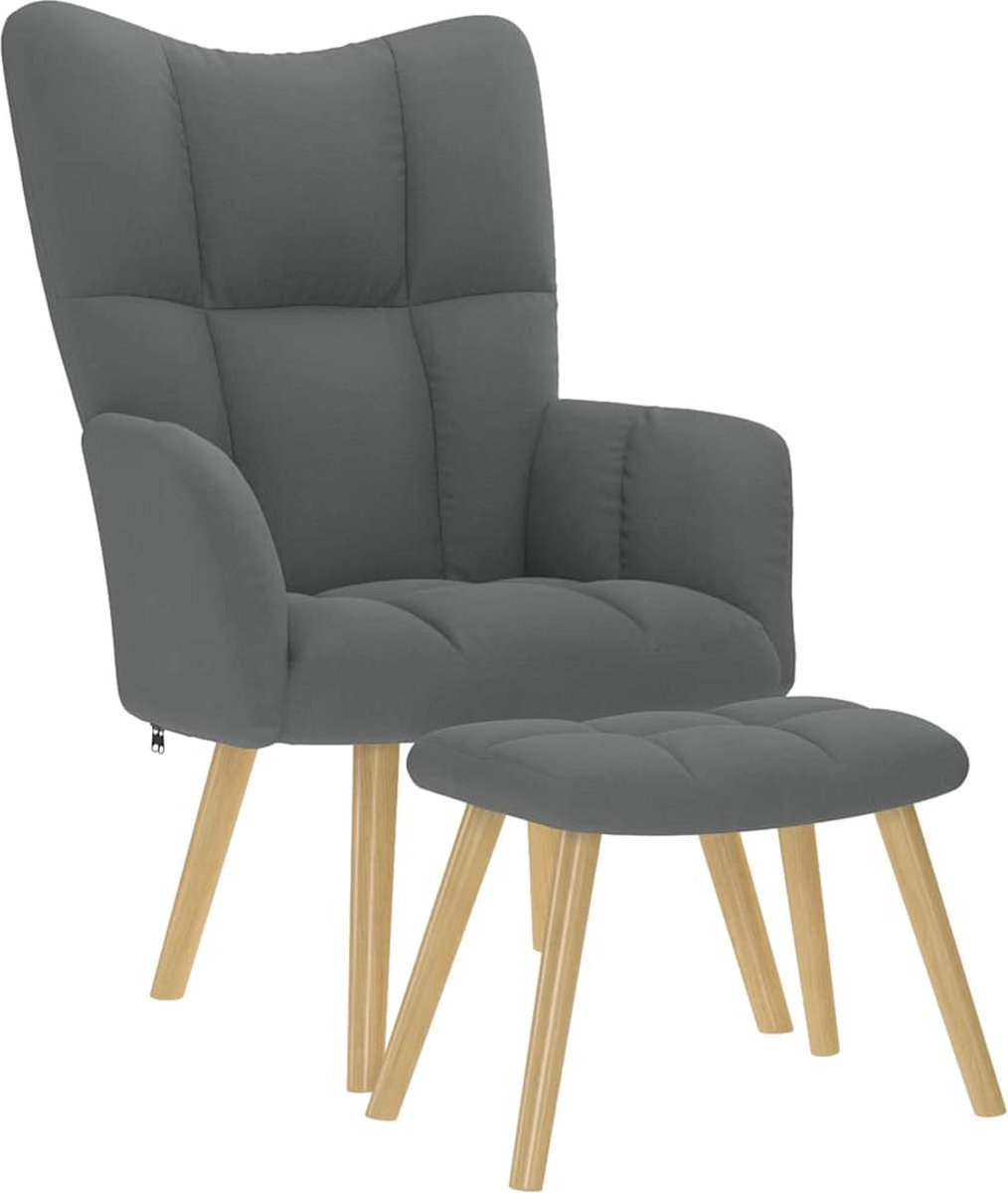 Fauteuil - Relaxzetel - Relaxstoel - Relaxfauteuil - Stoel - Met armleuning - Met voetenbank - Voor één Persoon - Donkergrijs
