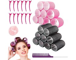 Professor Q - Krulspelden Rollers - 32 Delig - Heatless Curls - Incl. Haar rollers & Haarklemmen - Haarrollers met Kam - Kleefroller - Krullen Zonder Hitte - Midi