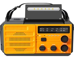 Draagbare Noodradio met Zonne-energie en 8000mAh Powerbank - AM/FM Luisteren, SOS Alarm, LED Zaklamp, Kompas voor Camping en Outdoor