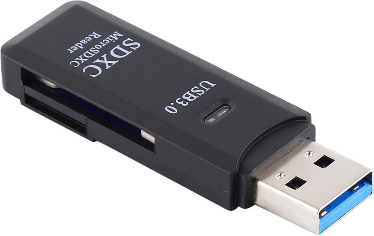 Compacte SD en Micro SD kaartlezer adapter naar USB 3.0 | Zwart | Snel | 6CM - TrendParts
